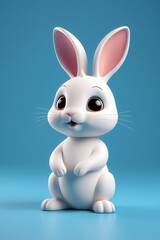 Fototapeta premium a close up of a white rabbit with a blue background