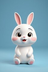 Obraz premium there is a white rabbit sitting on a blue surface