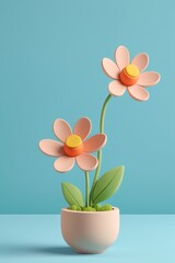 Obraz premium there is a small vase with two flowers in it