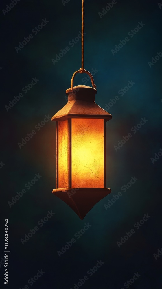 Poster Vintage Hanging Lantern - Warm Light in the Night