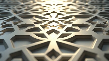 Intricate Metallic Islamic Geometric Pattern Design Background Texture