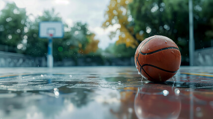 Basketball on the Court with a Clear View of the Playing Surface