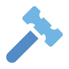 A Light Blue Pixelated Hammer Icon Design