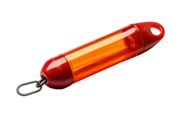 Bright orange plastic float with keychain clip for water safety on docks and boats