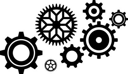 Gear icon. Cogwheel different shape. Gear wheel isolated on white background. illustration