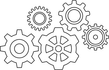 Gear icon. Cogwheel different shape. Gear wheel isolated on white background. illustration