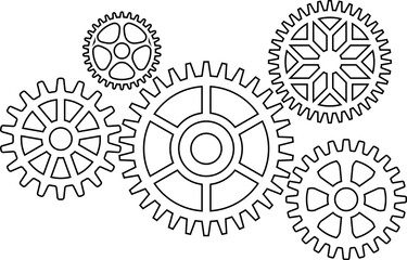 Gear icon. Cogwheel different shape. Gear wheel isolated on white background. illustration
