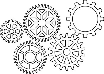 Gear icon. Cogwheel different shape. Gear wheel isolated on white background. illustration