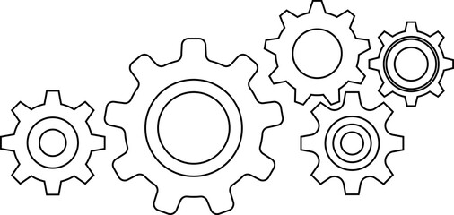 Gear icon. Cogwheel different shape. Gear wheel isolated on white background. illustration