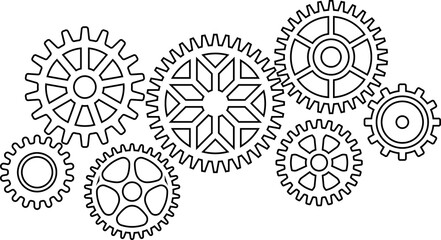 Gear icon. Cogwheel different shape. Gear wheel isolated on white background. illustration