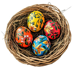 Obraz premium easter eggs in basket isolated on transparent background