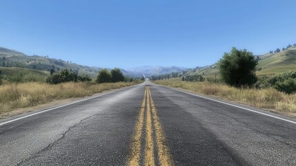 Fototapeta premium Endless Asphalt Road Through Serene Countryside