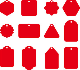 Red price tag. Special offer shopping discount label. Retail paper sticker. Blank promotional sale badge illustration.