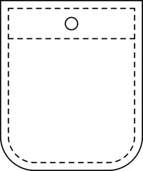 Patch pocket icon for clothing. Isolated line illustration.