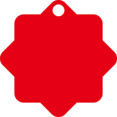 Red price tag. Special offer shopping discount label. Retail paper sticker. Blank promotional sale badge illustration.
