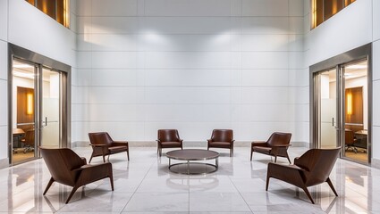 Office lobby with white wall
