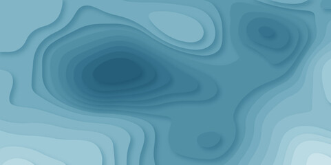 Abstract blue paper cut background with lines. Background of the topographic map. White wave paper curved reliefs abstract background. Realistic papercut decoration textured with wavy layers.