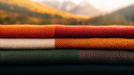 A selection of raw knitted materials arranged in layers, showcasing their delicate patterns, plush textures, and artistic potential.