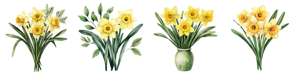 Fototapeta premium Vibrant yellow daffodils in full bloom arranged beautifully in a rustic vase symbolizing the arrival of the spring season and a sense of renewal and optimism