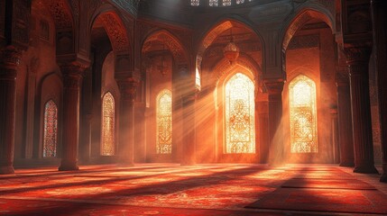 Obraz premium Breathtaking Interior of an Ornate Middle Eastern Palace or Mosque