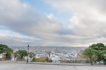 Scenic View of Paris from Montmartre with Autumn Foliage