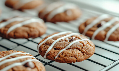 Irresistible Homemade Chocolate Chip Cookies with White Drizzle – Perfect Homemade Scrumptious Treats for Dessert Lovers