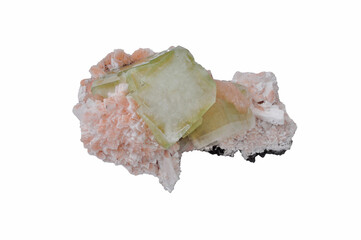 Apophyllite light green color stilbite in pink color, druse