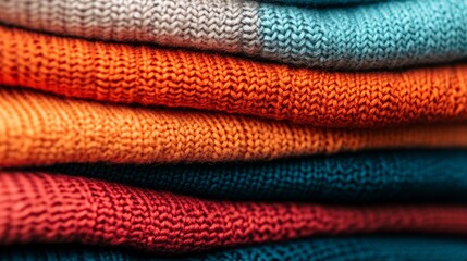 A selection of raw knitted materials arranged in layers, showcasing their delicate patterns, plush textures, and artistic potential.