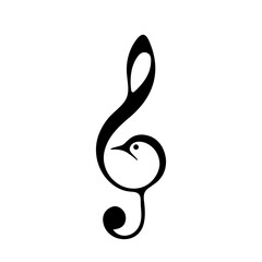 Bird in the shape of a treble clef