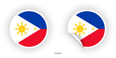 Philippines flag icon set in different shape (rectangle, circle, square and marker icon) on dark grey background. Philippines sticker icon collection on barely dark background	
