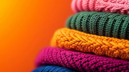 A selection of raw knitted materials arranged in layers, showcasing their delicate patterns, plush textures, and artistic potential.