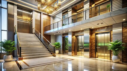 Bright Room Architecture: Elevator & Staircase Modern Design, Interior Photography, Building, Contemporary