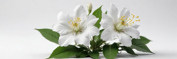Fototapeta premium Isolated white bhringraj flower on white background, natural remedy, indigenous plant
