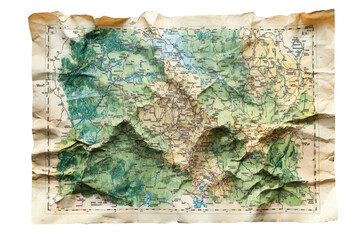 Vintage topographic map displaying intricate details of terrain features and waterways from the past century