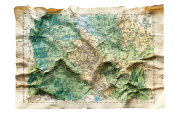 Vintage topographic map displaying intricate details of terrain features and waterways from the past century