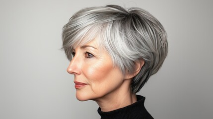 Shag haircut for an elderly woman with short hair