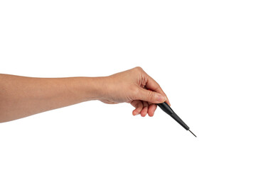 Hand and screwdriver tools on transparent background