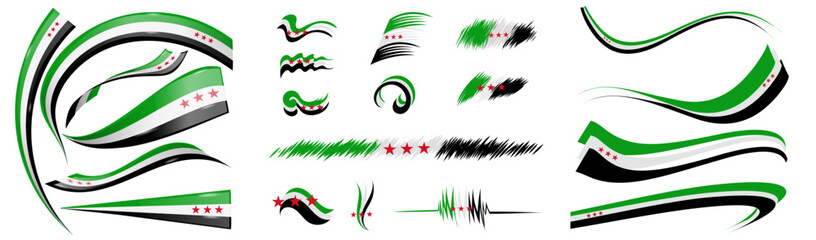 syria flag set elements, vector illustration on a white background
