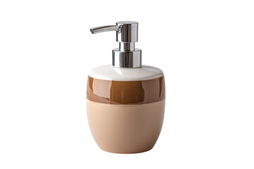 Obraz premium Elegant ceramic soap dispenser in eye-catching neutral tones placed on a minimalistic surface for modern decor