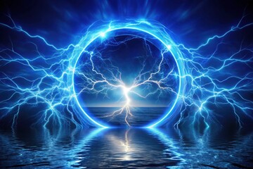 Obraz premium Macro Blue Lightning Music Equalizer Waves Frame - Abstract Sound Visualization