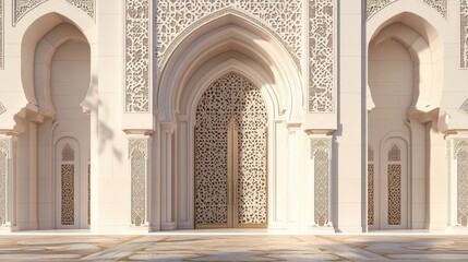 Obraz premium Architectural Marvel: Intricate Design of a Grand Mosque Entrance