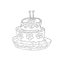 birthday cake sketch with candle decoration