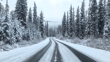 Obraz premium A car's winter tires on an icy road winter background