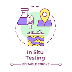 In situ testing multi color concept icon. Real time data on soil behavior. Geotechnical exploration. Round shape line illustration. Abstract idea. Graphic design. Easy to use in article