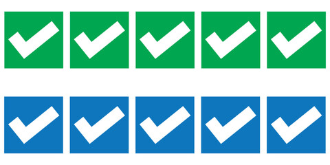  tick icon, check mark set. Vector illustration