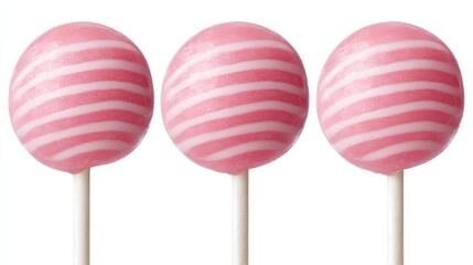 Colorful pink-striped lollipops on sticks, perfect for candy lovers and festive occasions, bringing a sweet touch to any celebration.