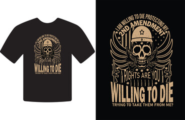 2nd amendment t shirt design with skull