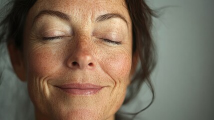 Fototapeta premium Woman's Peaceful Expression of Contentment