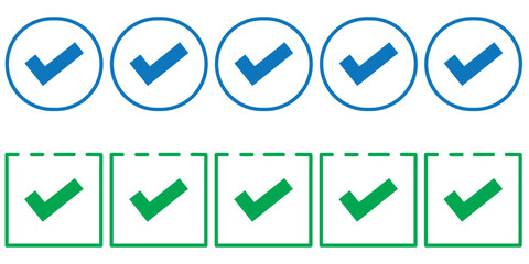  tick icon, check mark set. Vector illustration