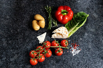 Stilleben lebensmittel quer